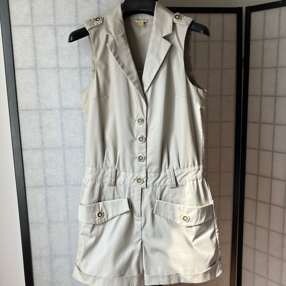 Leifsdottir Romper Scandinavian-Inspired Resortwear Top Shorts Light Grey Cotton